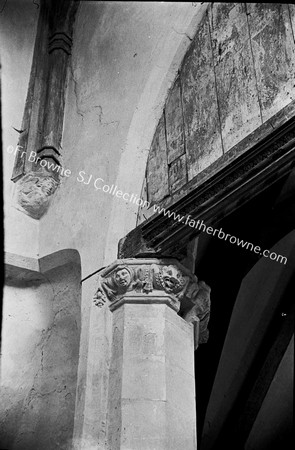 GROTESQUE FIGURES IN CAPITAL OF N.PILLAR OF CHANCEL ARCH